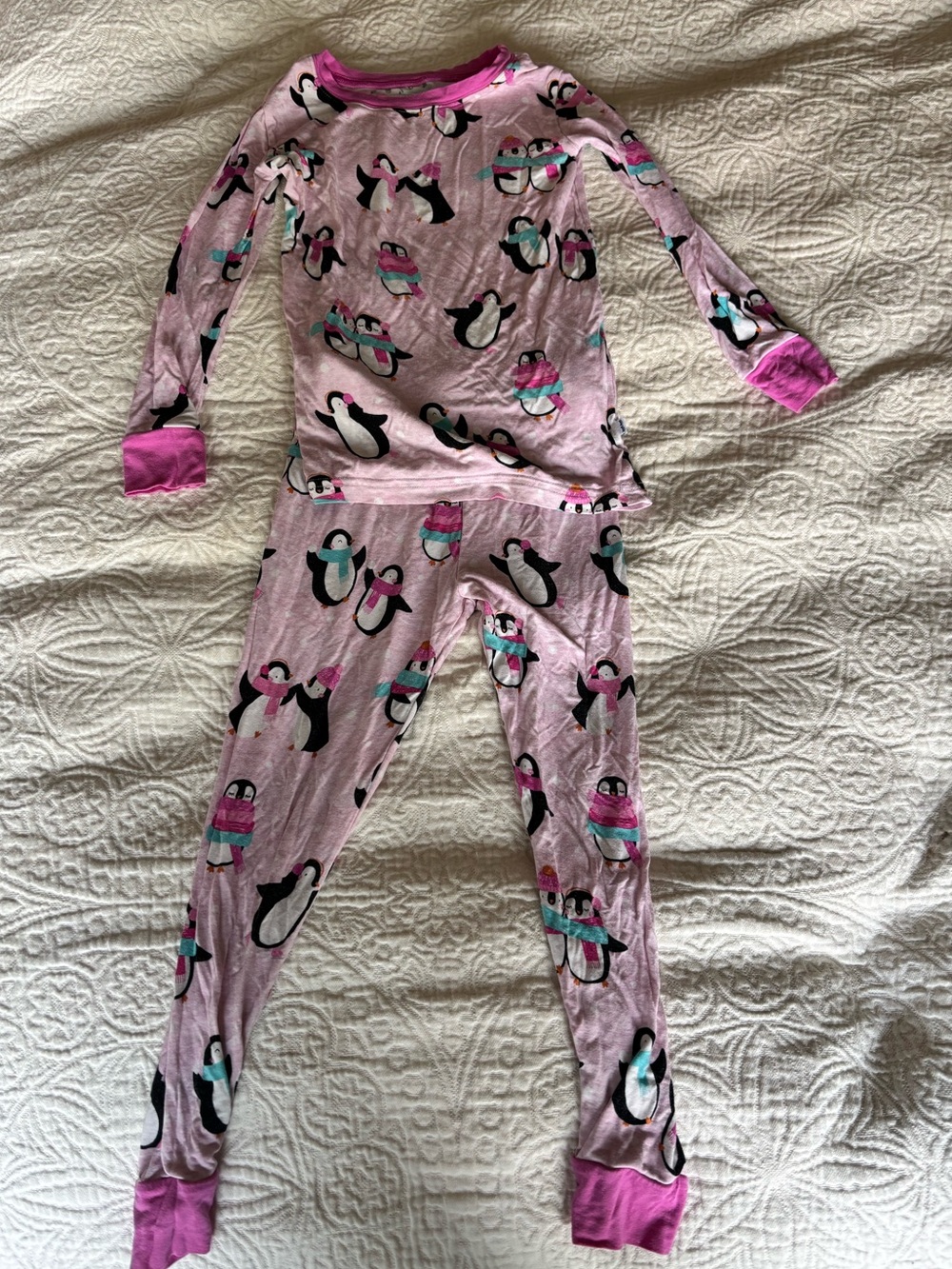 Little Sleepies Pink Penguin two piece pajama set